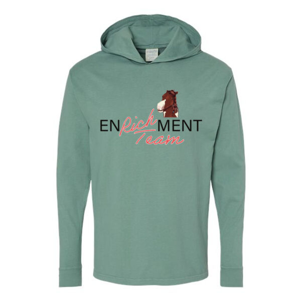 ComfortWash by Hanes Garment Dyed Jersey Hooded Long Sleeve T-Shirt - Printed Logos Thumbnail